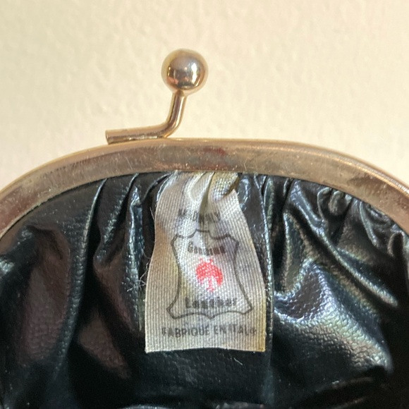 Vintage Genuine Leather Made in Italy Green Kiss Style Clasp Coin Purse Bag - Picture 9 of 9